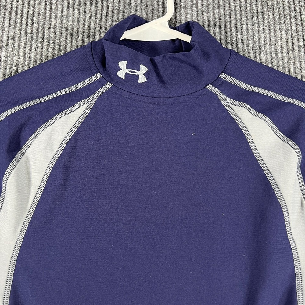 Under Armour Shirt Mens Medium Blue Long Sleeve Mock Neck Active Workout Outdoor